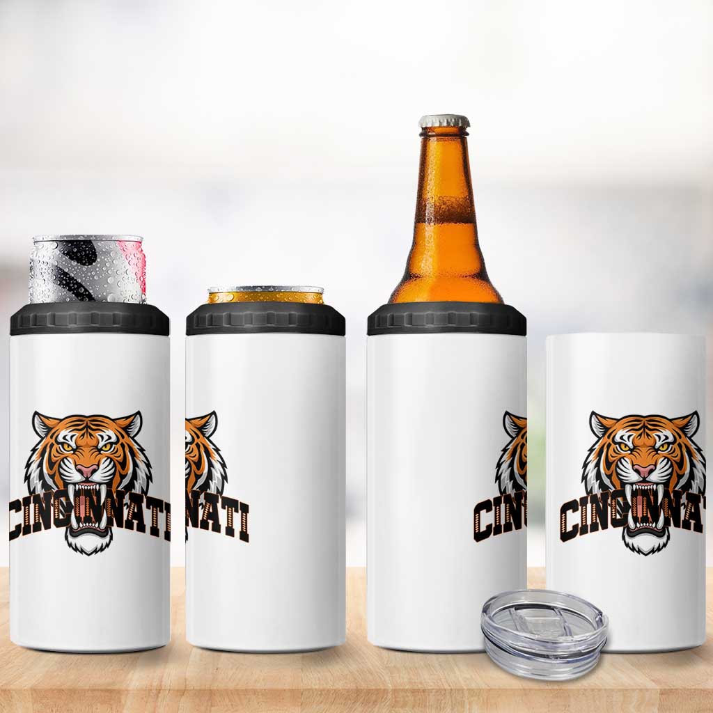 Roaring Cincinnati Tiger Football 4 in 1 Can Cooler Tumbler Game Day Fans Gift - Wonder Print Shop