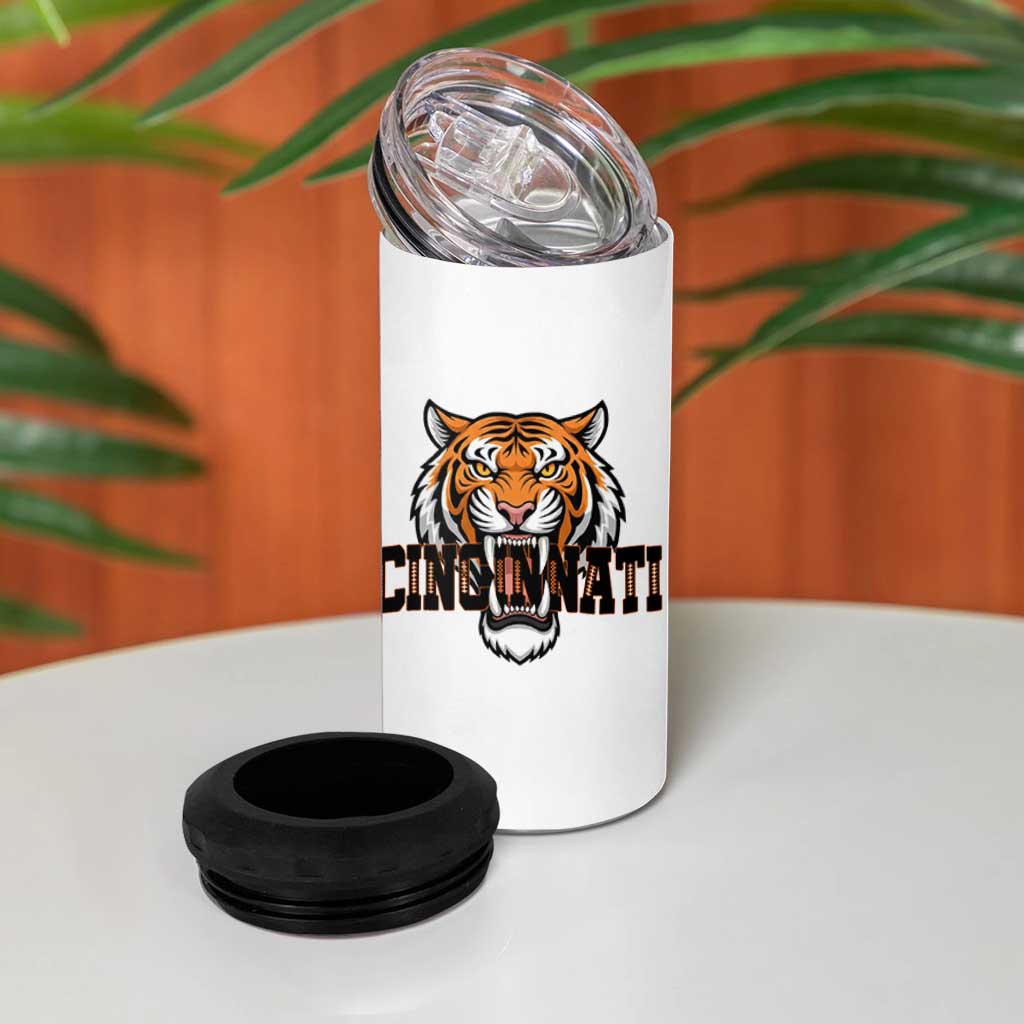 Roaring Cincinnati Tiger Football 4 in 1 Can Cooler Tumbler Game Day Fans Gift - Wonder Print Shop