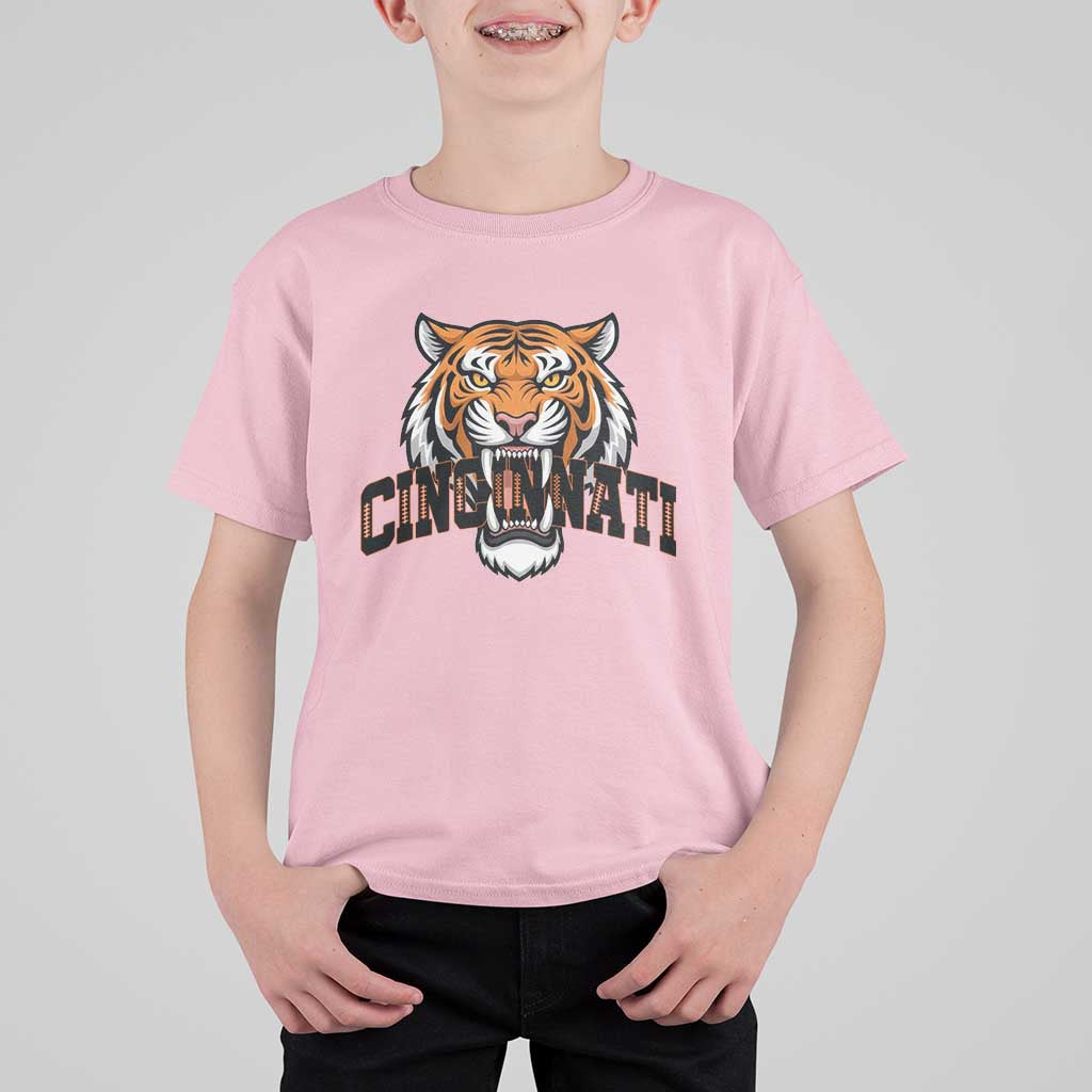 Roaring Cincinnati Tiger Football T Shirt For Kid Game Day Fans Gift - Wonder Print Shop