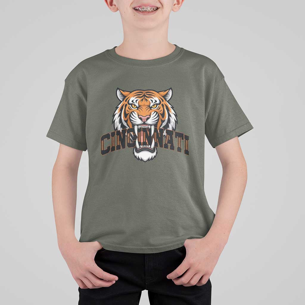 Roaring Cincinnati Tiger Football T Shirt For Kid Game Day Fans Gift - Wonder Print Shop