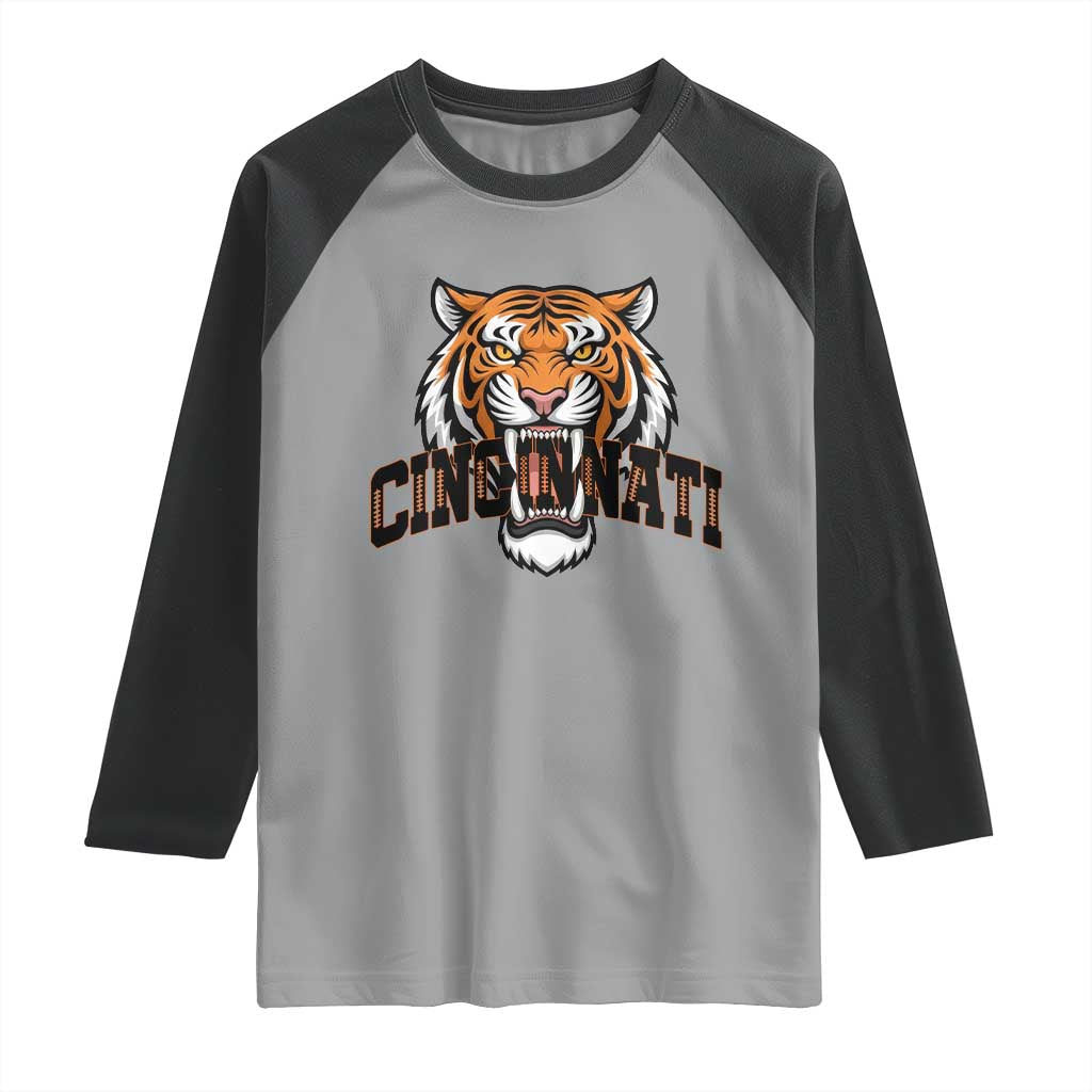 Roaring Cincinnati Tiger Football Raglan Shirt Game Day Fans Gift - Wonder Print Shop