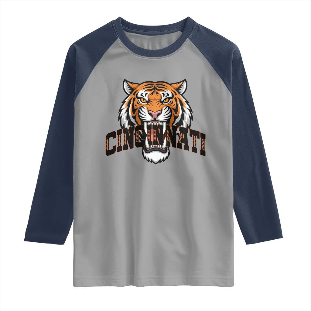 Roaring Cincinnati Tiger Football Raglan Shirt Game Day Fans Gift - Wonder Print Shop