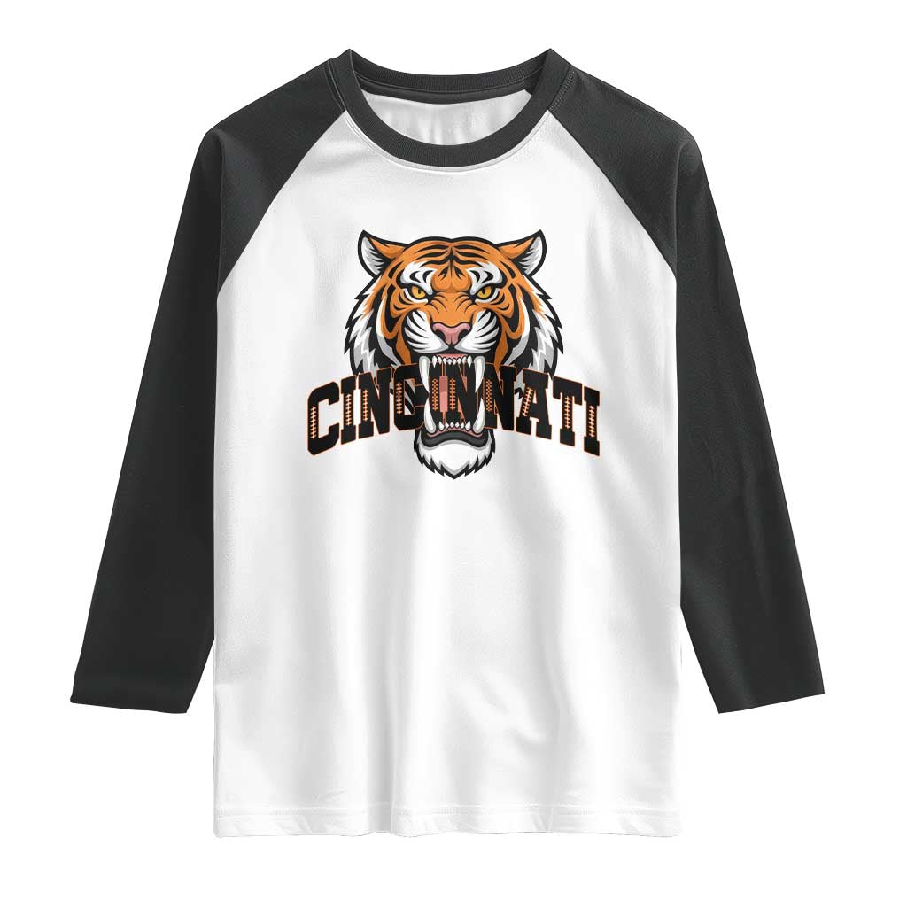 Roaring Cincinnati Tiger Football Raglan Shirt Game Day Fans Gift - Wonder Print Shop