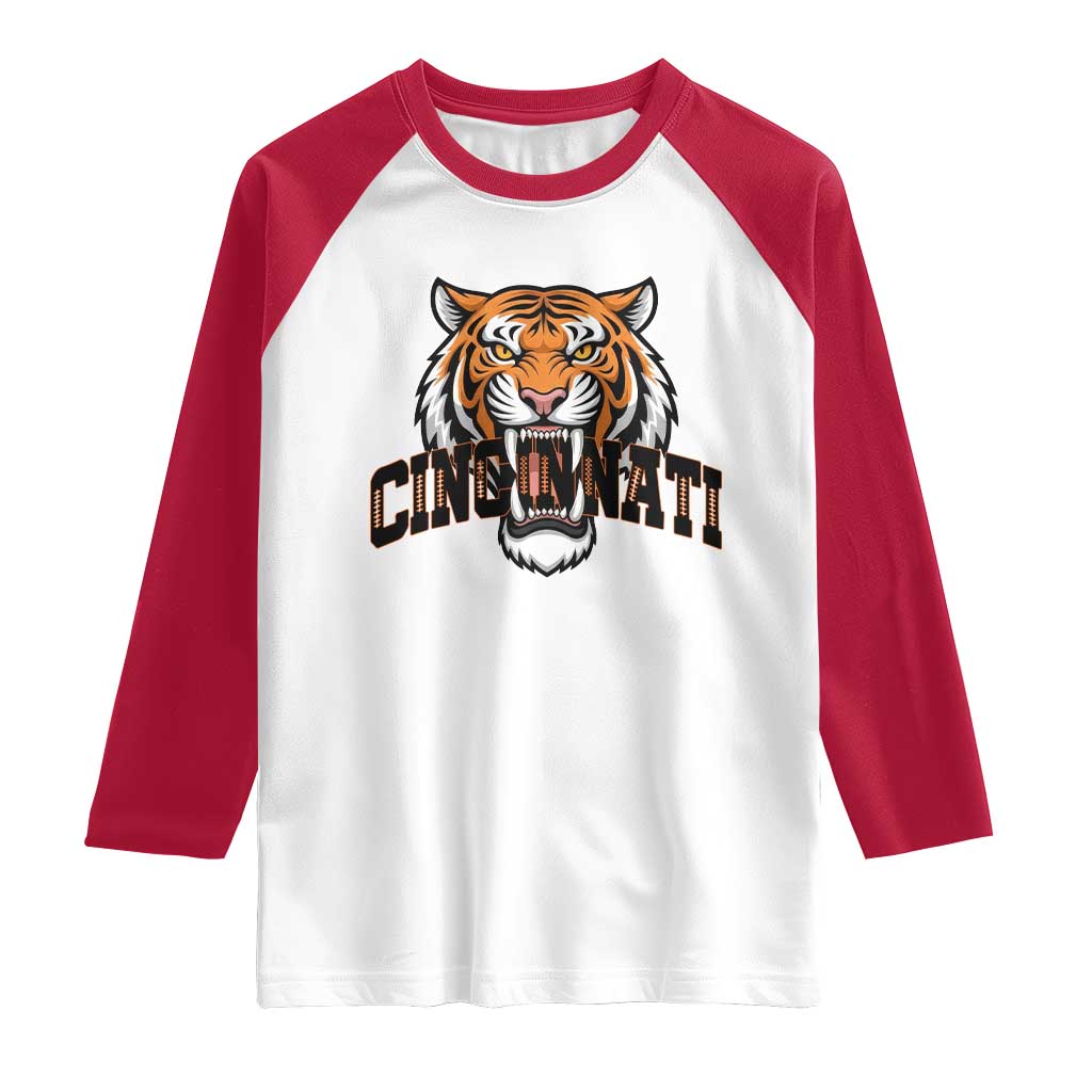 Roaring Cincinnati Tiger Football Raglan Shirt Game Day Fans Gift - Wonder Print Shop