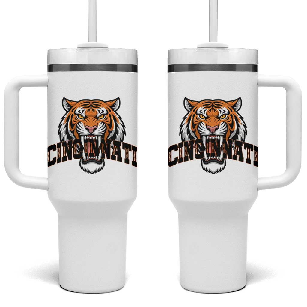 Roaring Cincinnati Tiger Football Tumbler With Handle Game Day Fans Gift - Wonder Print Shop
