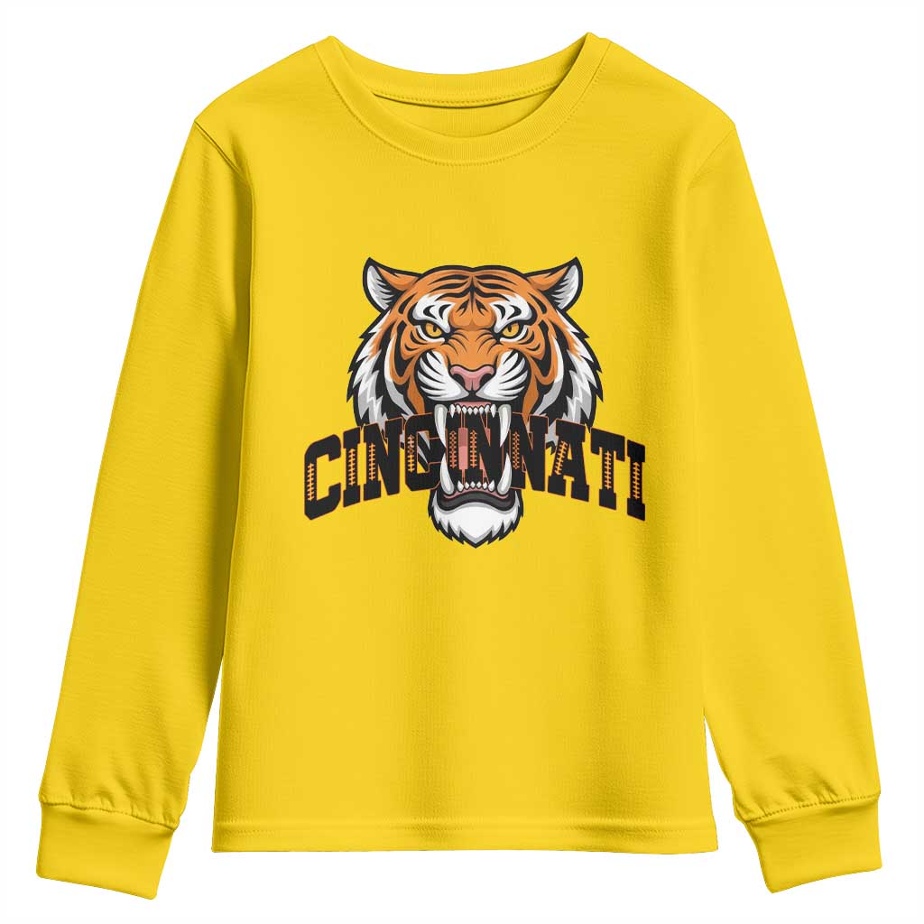 Roaring Cincinnati Tiger Football Youth Sweatshirt Game Day Fans Gift - Wonder Print Shop