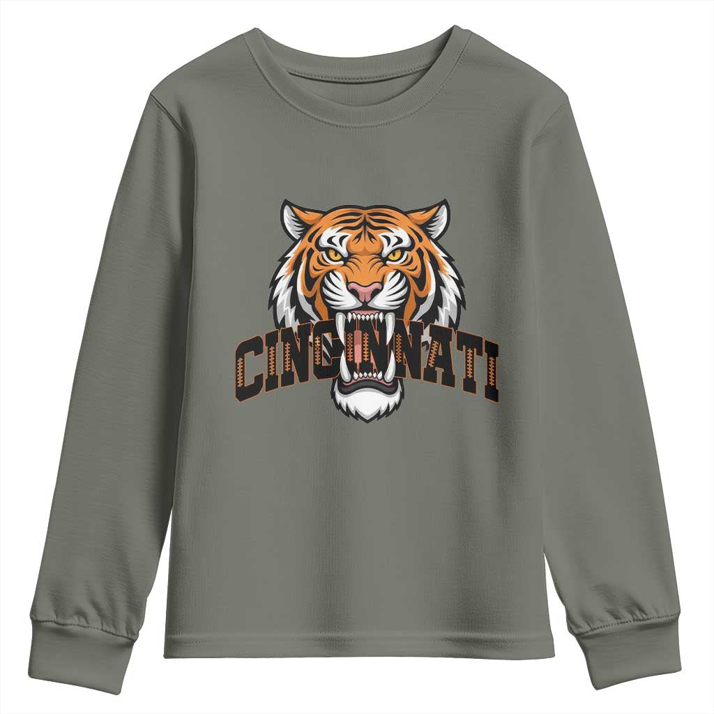 Roaring Cincinnati Tiger Football Youth Sweatshirt Game Day Fans Gift - Wonder Print Shop