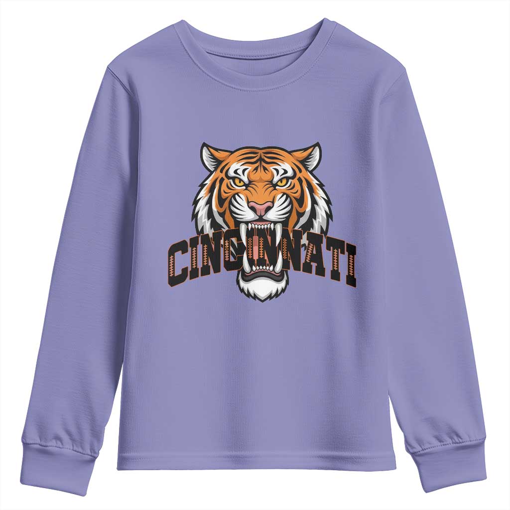 Roaring Cincinnati Tiger Football Youth Sweatshirt Game Day Fans Gift - Wonder Print Shop