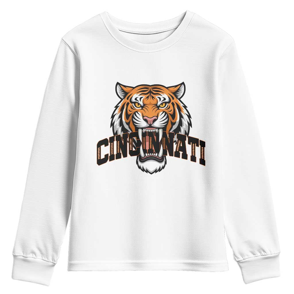 Roaring Cincinnati Tiger Football Youth Sweatshirt Game Day Fans Gift - Wonder Print Shop