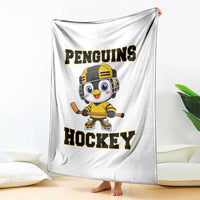 Funny Penguin Playing Ice Hockey Throw Blanket Winter Sports Gift - Wonder Print Shop