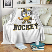 Funny Penguin Playing Ice Hockey Throw Blanket Winter Sports Gift - Wonder Print Shop