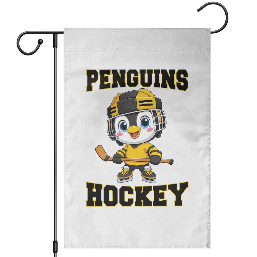Funny Penguin Playing Ice Hockey Garden Flag Winter Sports Gift - Wonder Print Shop