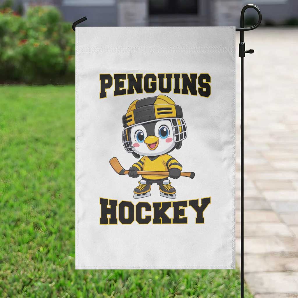 Funny Penguin Playing Ice Hockey Garden Flag Winter Sports Gift - Wonder Print Shop