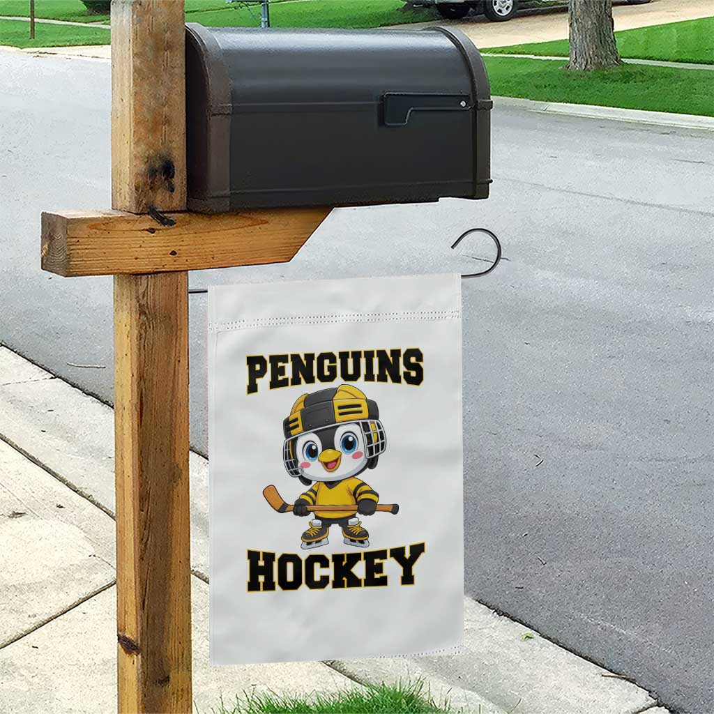 Funny Penguin Playing Ice Hockey Garden Flag Winter Sports Gift - Wonder Print Shop