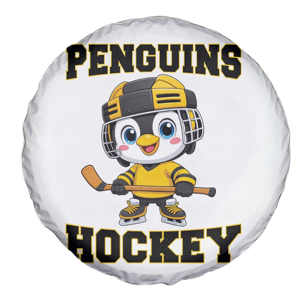 Funny Penguin Playing Ice Hockey Spare Tire Cover Winter Sports Gift - Wonder Print Shop