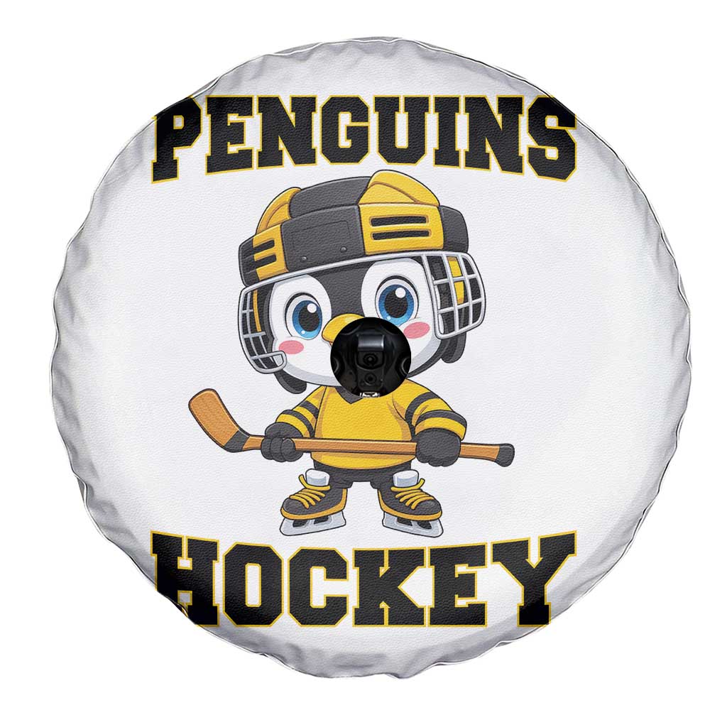 Funny Penguin Playing Ice Hockey Spare Tire Cover Winter Sports Gift - Wonder Print Shop