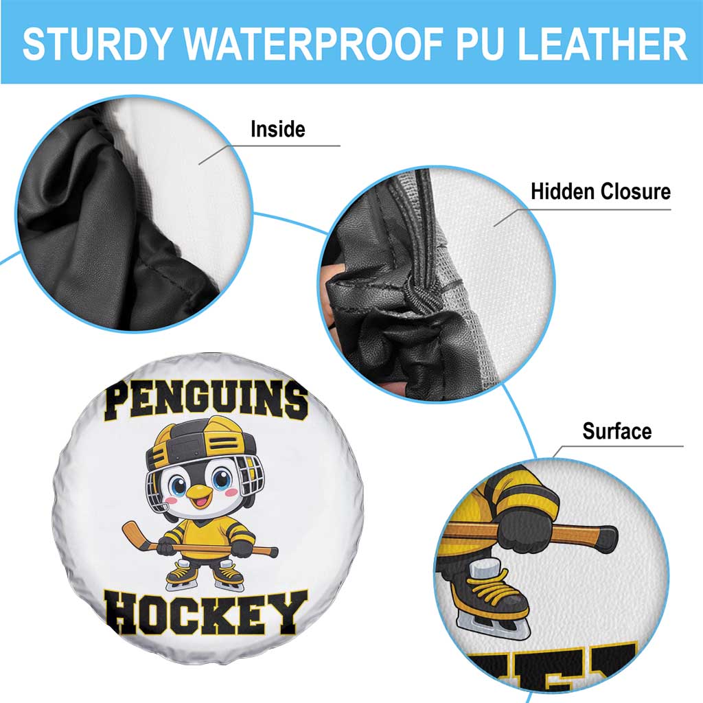 Funny Penguin Playing Ice Hockey Spare Tire Cover Winter Sports Gift - Wonder Print Shop