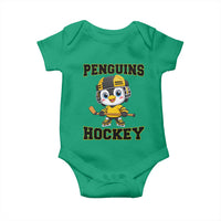 Funny Penguin Playing Ice Hockey Baby Onesie Winter Sports Gift - Wonder Print Shop