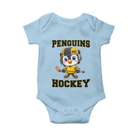 Funny Penguin Playing Ice Hockey Baby Onesie Winter Sports Gift - Wonder Print Shop