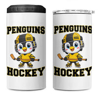 Funny Penguin Playing Ice Hockey 4 in 1 Can Cooler Tumbler Winter Sports Gift - Wonder Print Shop