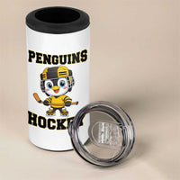 Funny Penguin Playing Ice Hockey 4 in 1 Can Cooler Tumbler Winter Sports Gift - Wonder Print Shop