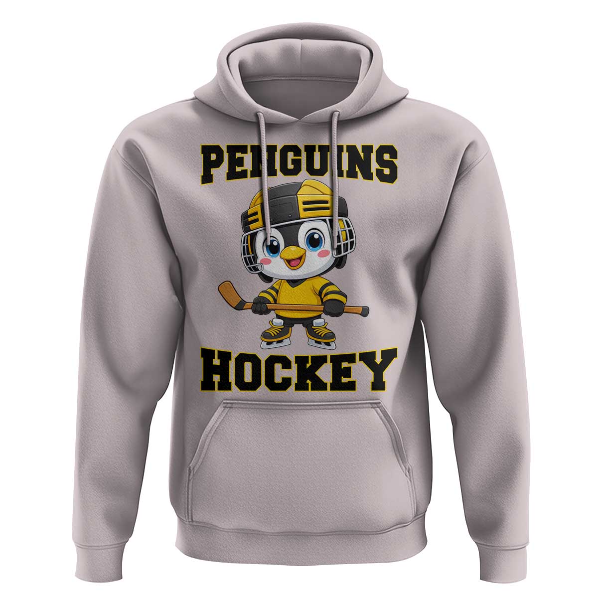 Funny Penguin Playing Ice Hockey Hoodie Winter Sports Gift - Wonder Print Shop