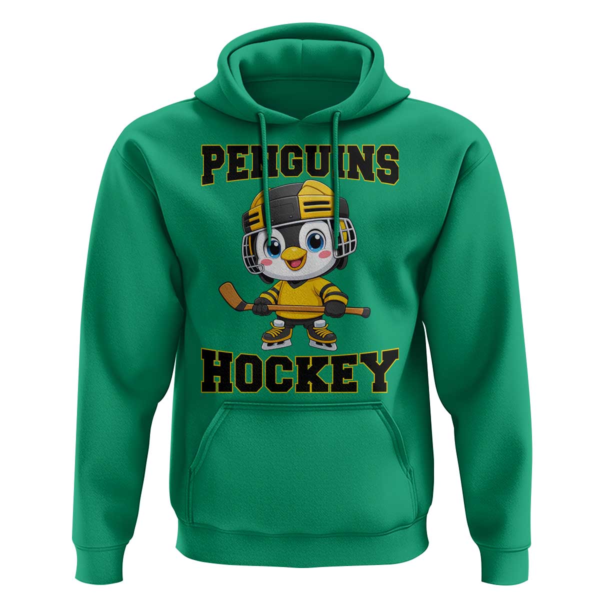 Funny Penguin Playing Ice Hockey Hoodie Winter Sports Gift - Wonder Print Shop