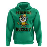 Funny Penguin Playing Ice Hockey Hoodie Winter Sports Gift - Wonder Print Shop
