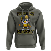 Funny Penguin Playing Ice Hockey Hoodie Winter Sports Gift - Wonder Print Shop