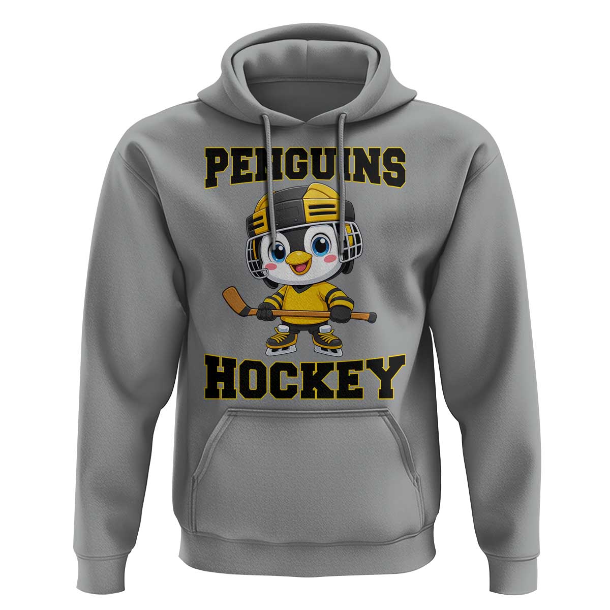 Funny Penguin Playing Ice Hockey Hoodie Winter Sports Gift - Wonder Print Shop