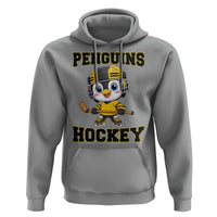 Funny Penguin Playing Ice Hockey Hoodie Winter Sports Gift - Wonder Print Shop