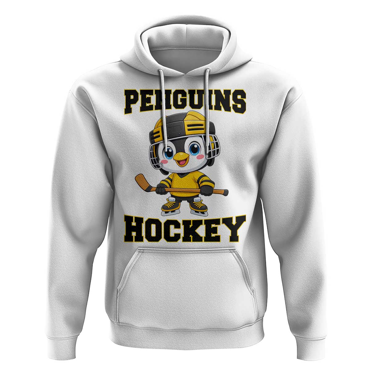 Funny Penguin Playing Ice Hockey Hoodie Winter Sports Gift - Wonder Print Shop