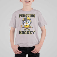 Funny Penguin Playing Ice Hockey T Shirt For Kid Winter Sports Gift - Wonder Print Shop