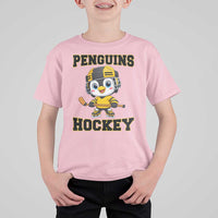 Funny Penguin Playing Ice Hockey T Shirt For Kid Winter Sports Gift - Wonder Print Shop