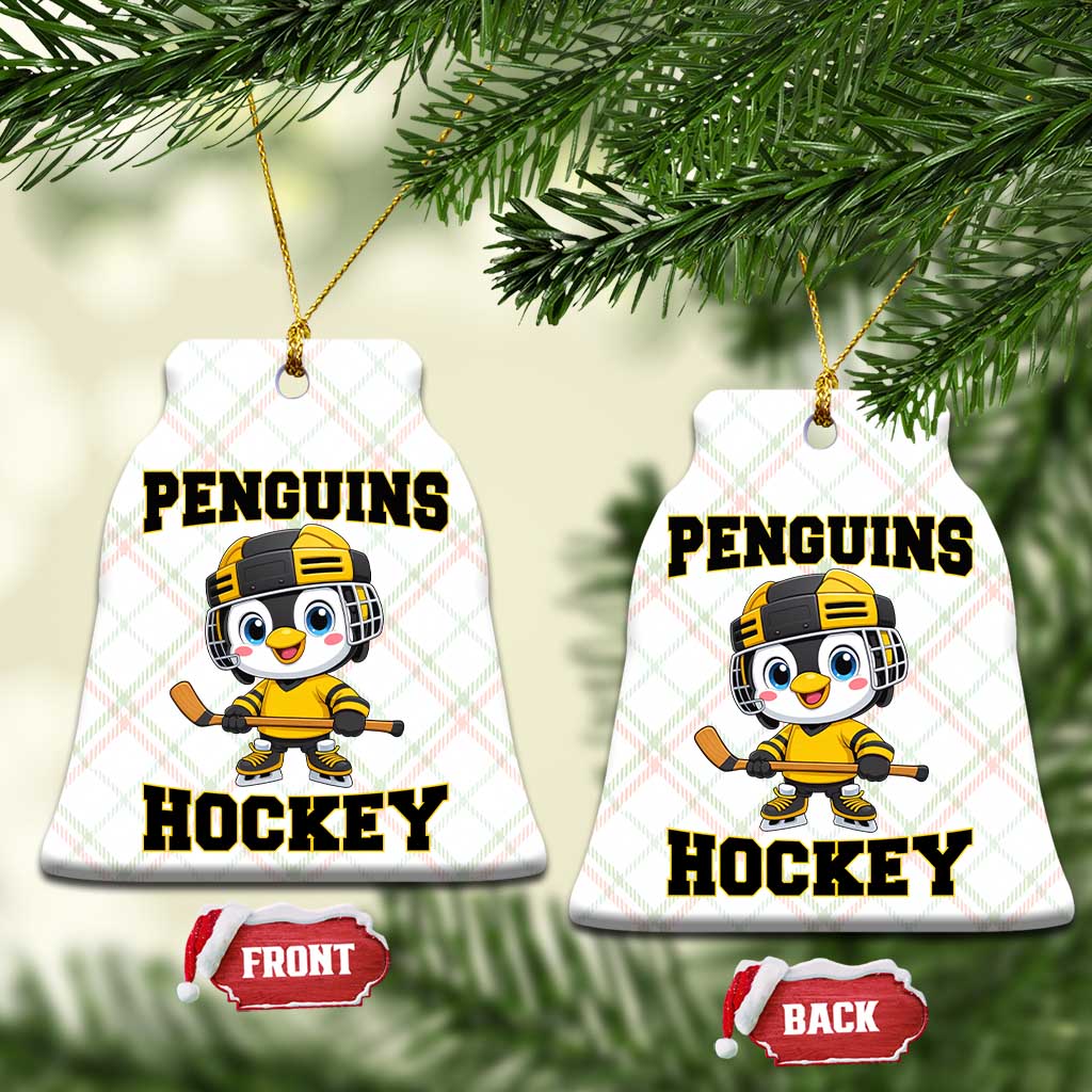 Funny Penguin Playing Ice Hockey Ceramic Ornament Winter Sports Gift - Wonder Print Shop