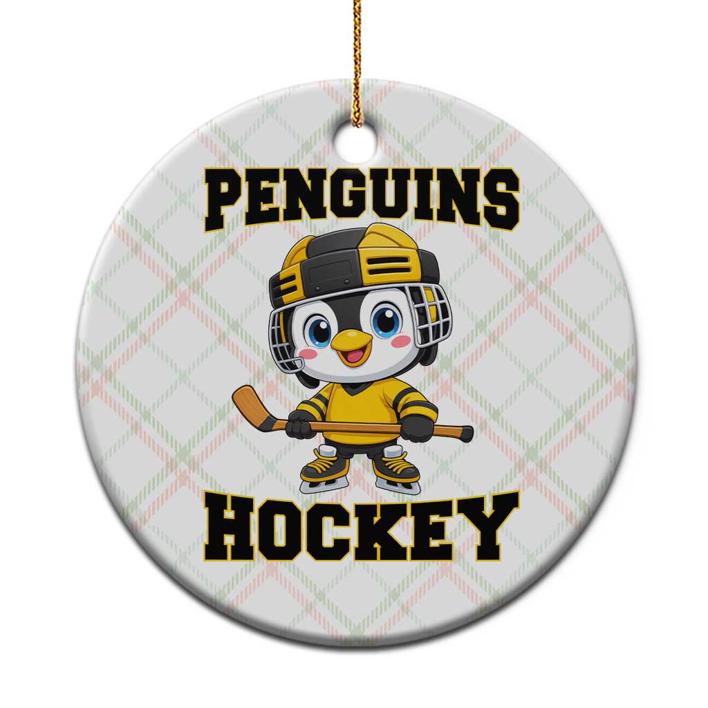 Funny Penguin Playing Ice Hockey Ceramic Ornament Winter Sports Gift - Wonder Print Shop