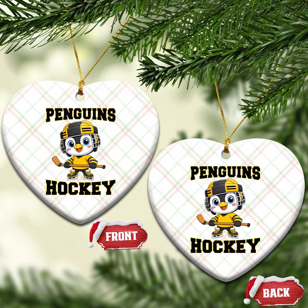 Funny Penguin Playing Ice Hockey Ceramic Ornament Winter Sports Gift - Wonder Print Shop