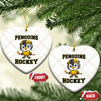 Funny Penguin Playing Ice Hockey Ceramic Ornament Winter Sports Gift - Wonder Print Shop
