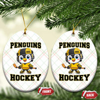 Funny Penguin Playing Ice Hockey Ceramic Ornament Winter Sports Gift - Wonder Print Shop