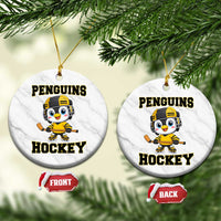 Funny Penguin Playing Ice Hockey Ceramic Ornament Winter Sports Gift - Wonder Print Shop