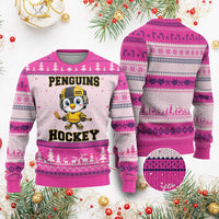 Funny Penguin Playing Ice Hockey Ugly Christmas Sweater Winter Sports Gift - Wonder Print Shop