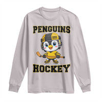 Funny Penguin Playing Ice Hockey Long Sleeve Shirt Winter Sports Gift - Wonder Print Shop