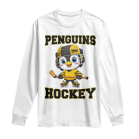 Funny Penguin Playing Ice Hockey Long Sleeve Shirt Winter Sports Gift - Wonder Print Shop