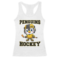 Funny Penguin Playing Ice Hockey Racerback Tank Top Winter Sports Gift - Wonder Print Shop