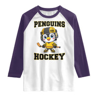 Funny Penguin Playing Ice Hockey Raglan Shirt Winter Sports Gift - Wonder Print Shop
