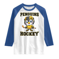 Funny Penguin Playing Ice Hockey Raglan Shirt Winter Sports Gift - Wonder Print Shop