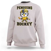 Funny Penguin Playing Ice Hockey Sweatshirt Winter Sports Gift - Wonder Print Shop