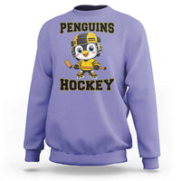 Funny Penguin Playing Ice Hockey Sweatshirt Winter Sports Gift - Wonder Print Shop