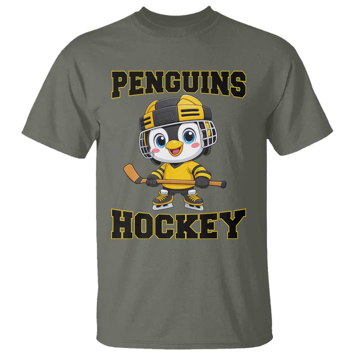 Funny Penguin Playing Ice Hockey T Shirt Winter Sports Gift - Wonder Print Shop