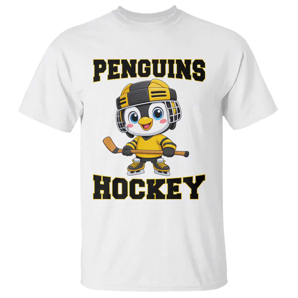 Funny Penguin Playing Ice Hockey T Shirt Winter Sports Gift - Wonder Print Shop